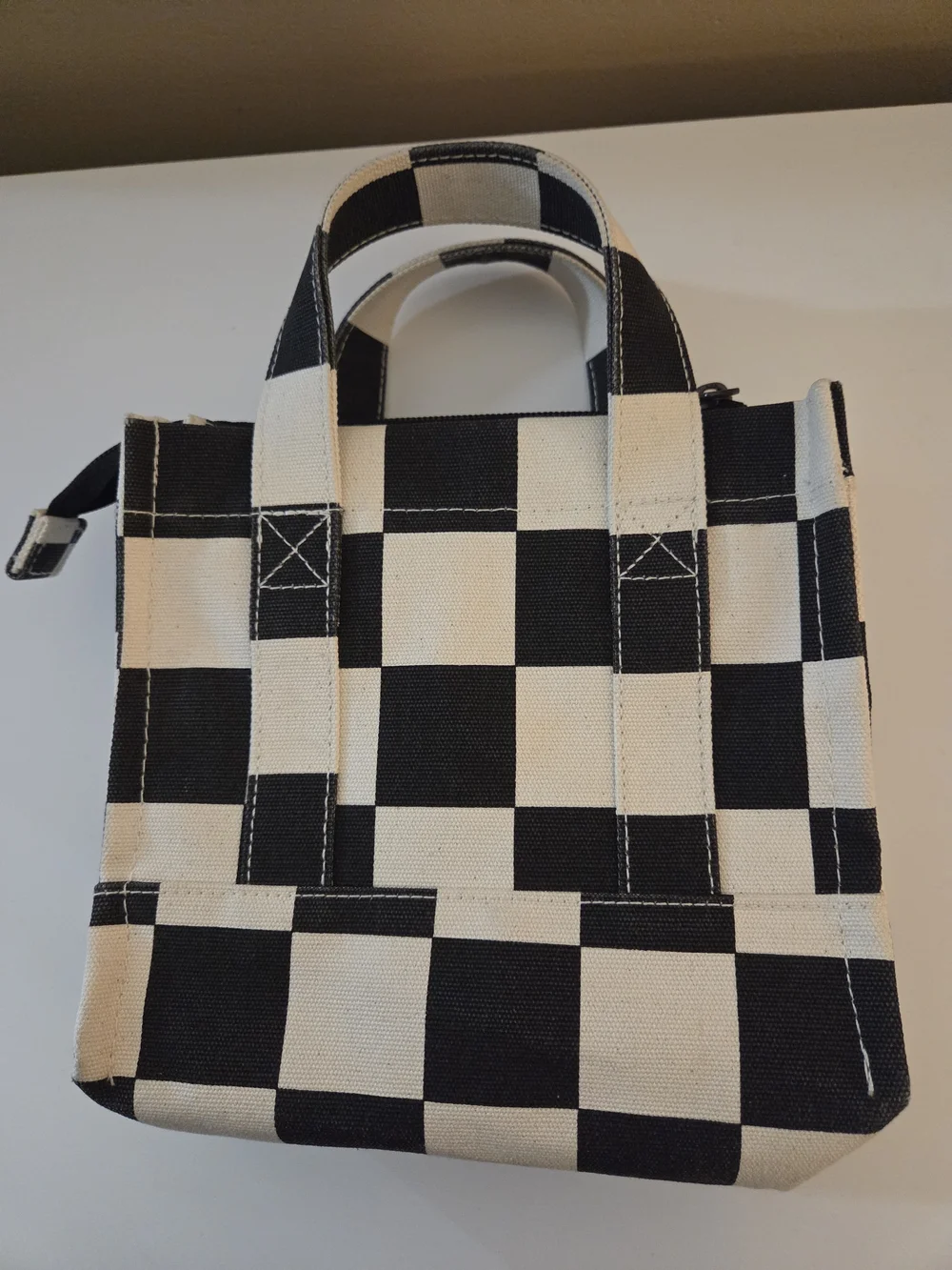 Vans Lil Pergs Checkerboard Mini Tote Bag Black Cream Canvas